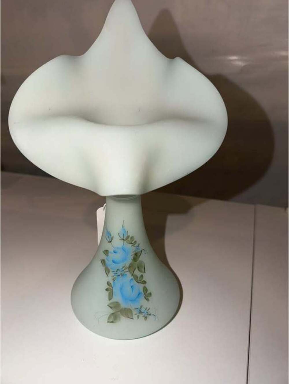 Fenton Blue Hand painted Vase